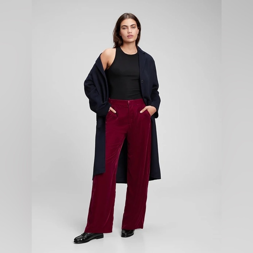 GAP Recycled High Rise Velvet Pant (Petite) - Picture 1 of 14